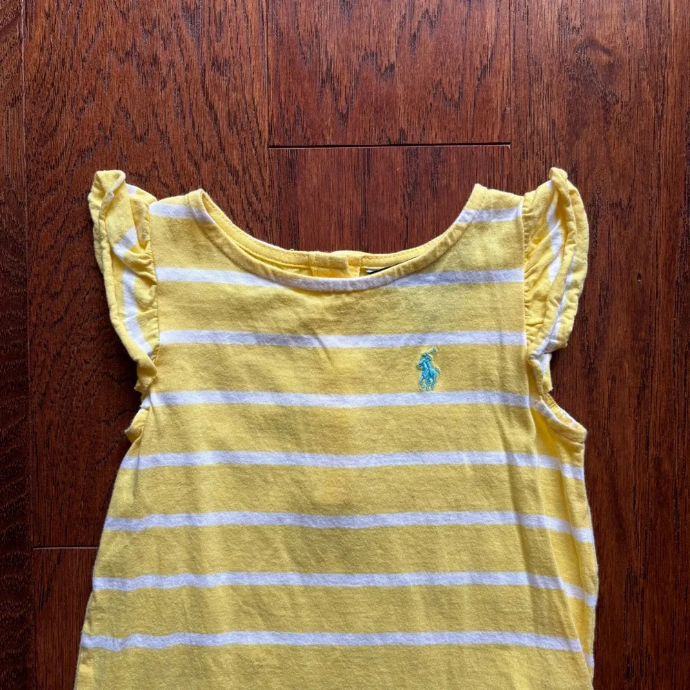 Ralph Lauren Yellow Striped Ruffle Dress | Size 18M
